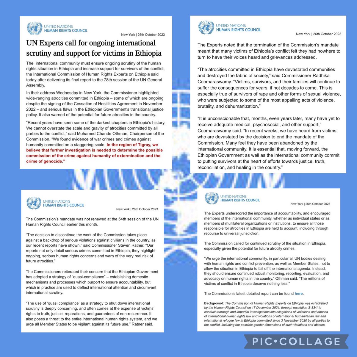 The Commissioner-andserious flaws in theEthiopian Government's transitionaljustice policy. It alsowarned ofthe potential for future atrocities in the country
@ersinrtatar @Statsmin
@MarinSanna
@alualu7582
press Ethiopia to #UpholdThePretoriaAgreement #FreeAllTigray from invaders.