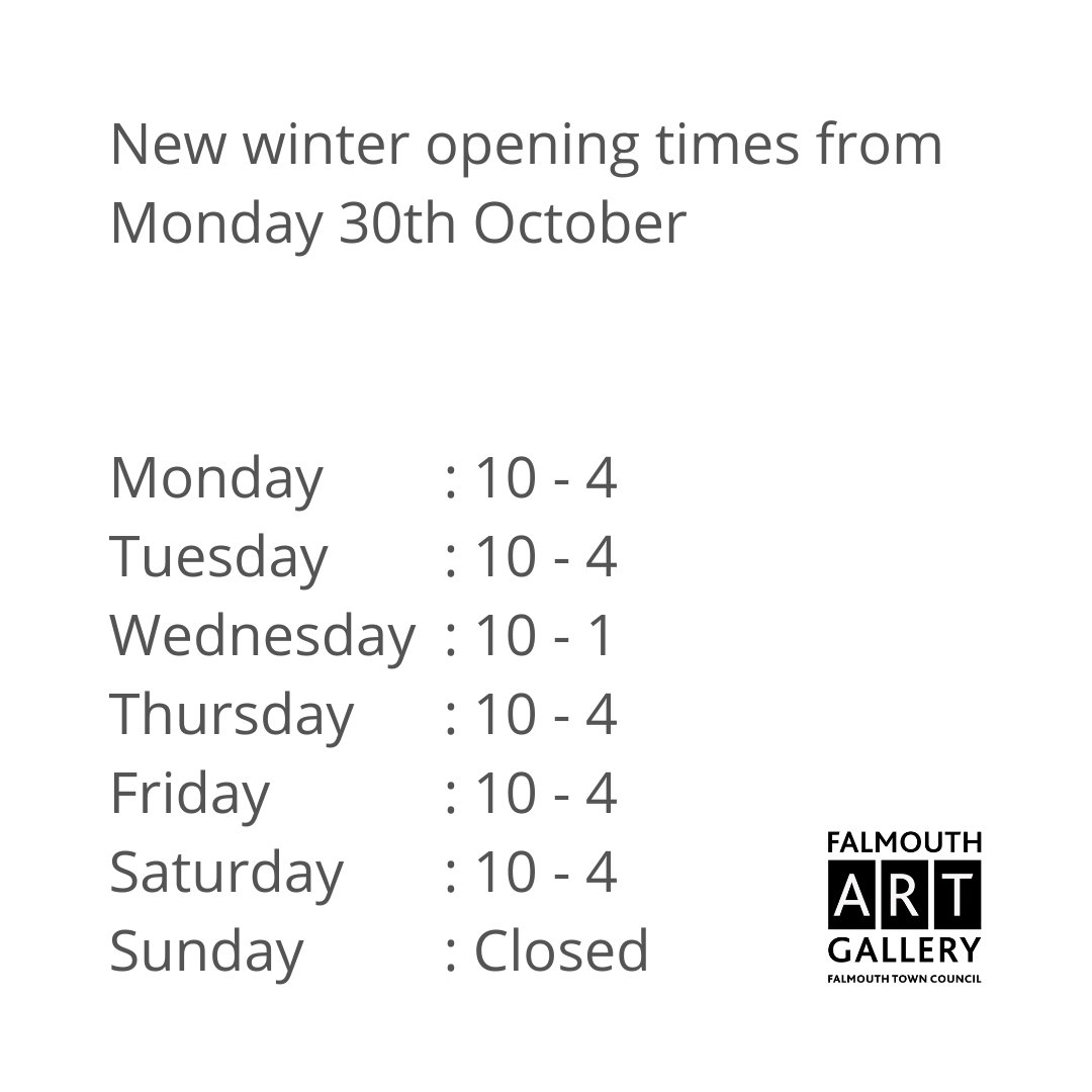 From today, we move to our winter opening times: Monday - Saturday 10am-4pm Wednesday 10am-1pm Sunday Closed 🎃