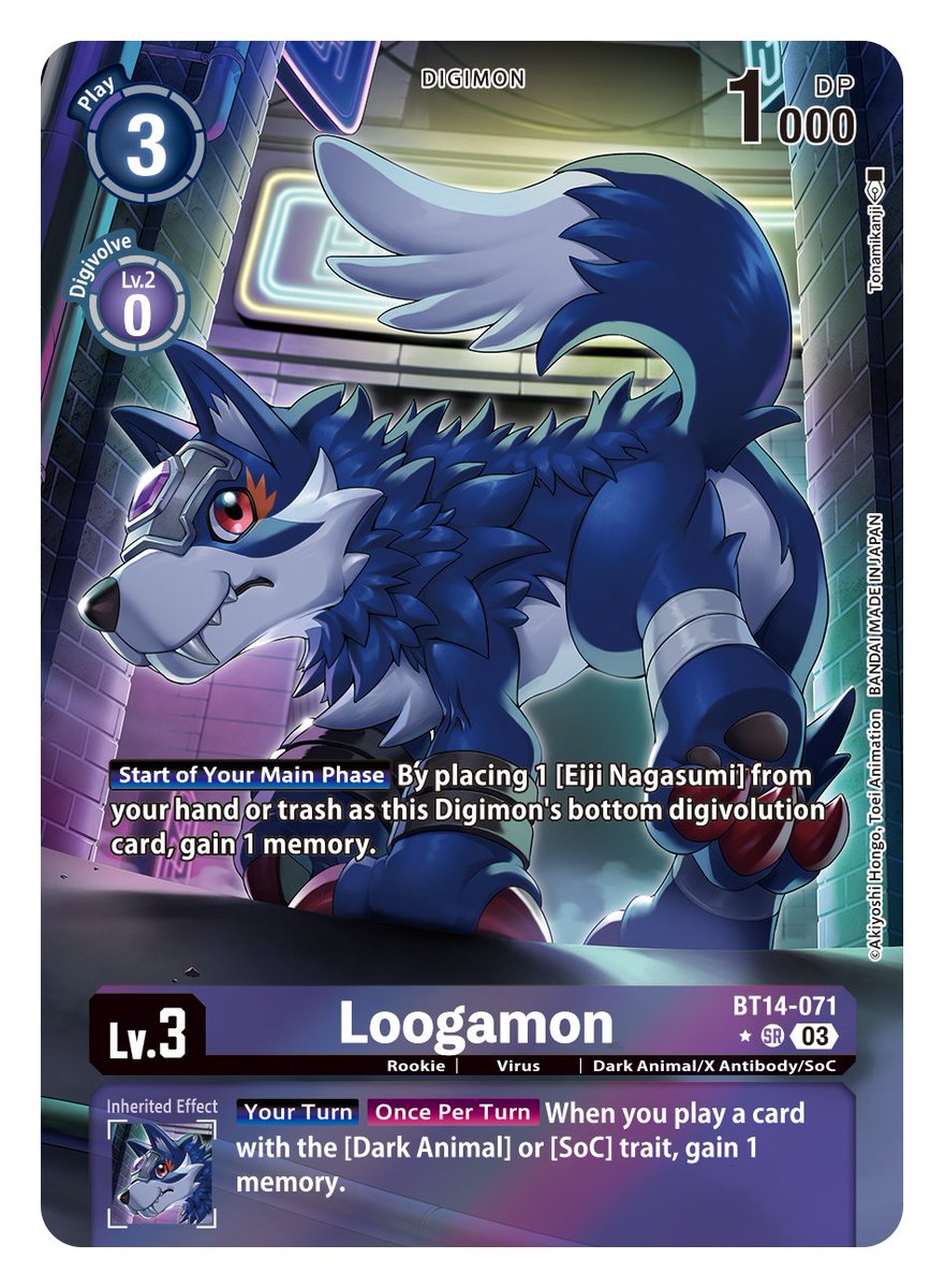 digimon_tcg_EN's tweet photo. [BOOSTER BLAST ACE [BT14] Alt-Art Reveals]

Hello Digimon Tamers!

Our final alt-art reveals are BT14-071 Loogamon, BT14-081 Fenriloogamon, and BT14-087 Eiji Nagasumi!

BOOSTER BLAST ACE [BT14] out November!

https://t.co/WrHJMUvUxm

#DigimonCardGame
#DigimonTCG
#Digimon https://t.co/s0yfy8G0DW