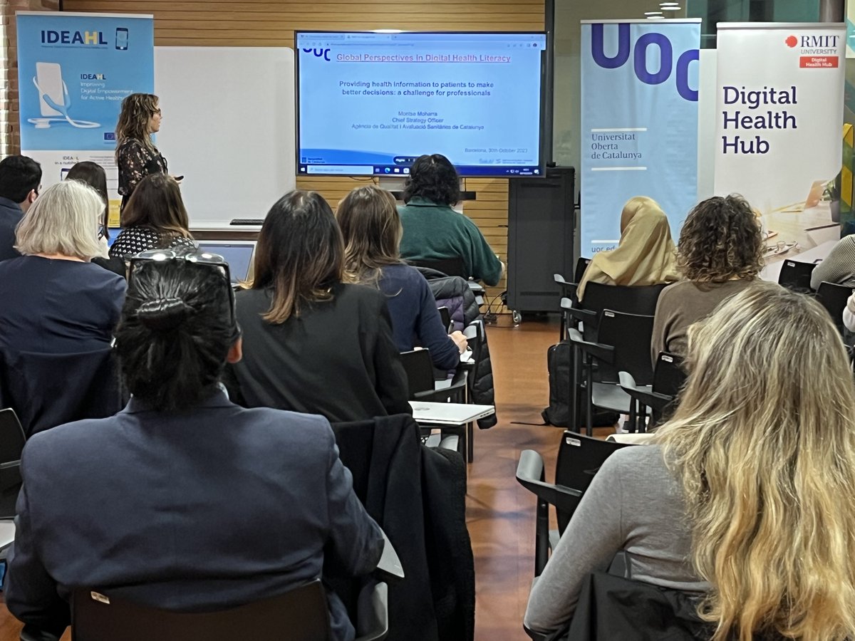 We're at @eHealthUOC, co-hosting a seminar on global perspectives in digital health literacy. Part of the @EU_Commission-funded @IdeahlA project. @UOCuniversitat @BDLab_UOC @ResearchRMIT @RMIT #healthliteracy #digitalhealth #digitalhealthliteracy #IDEAHLEU symposium.uoc.edu/104919/detail/…