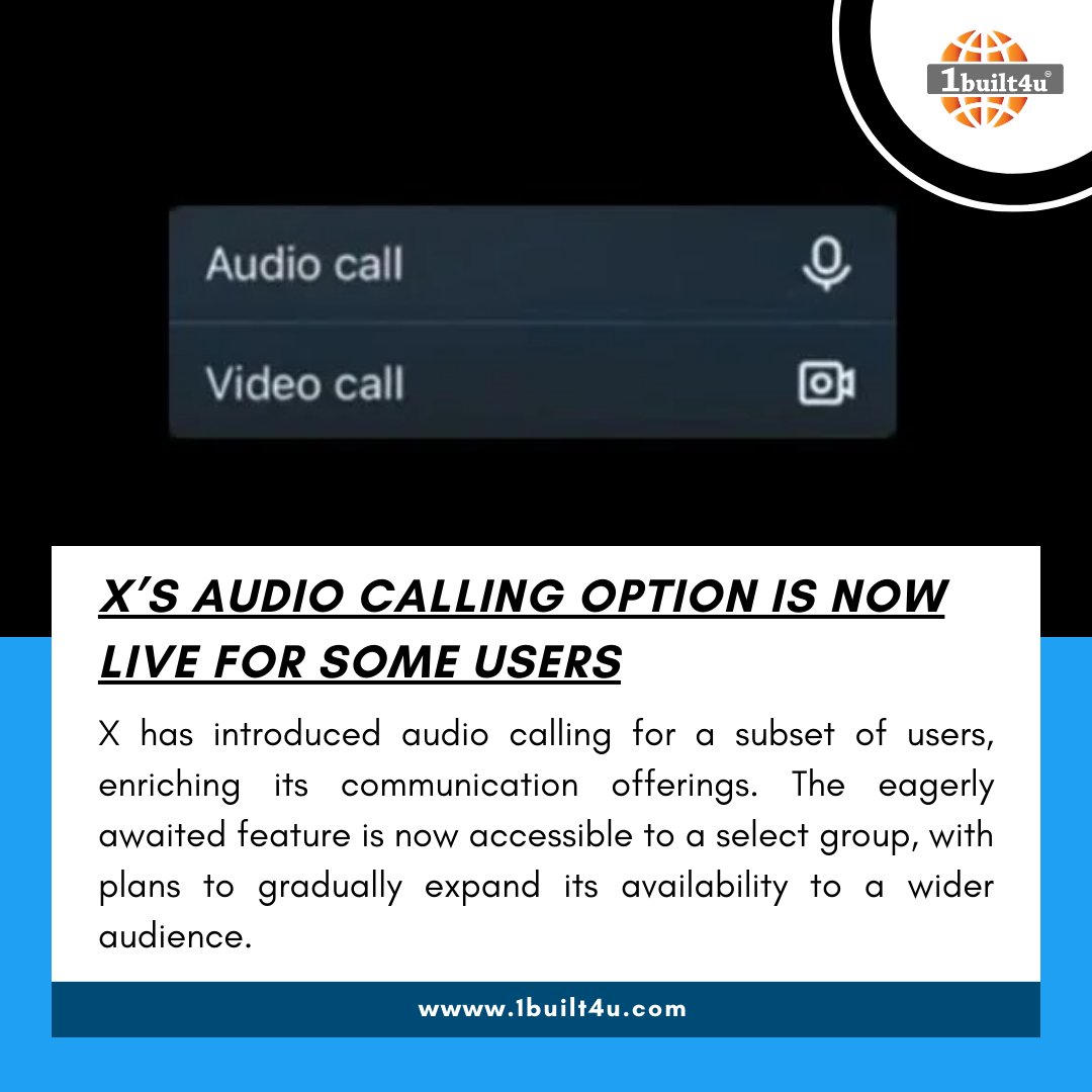 📰🔔 Breaking News! 📰🔔

Stay at the forefront of the digital era with 1built4u! Discover state-of-the-art IT services and stay updated with the latest news.

#1built4udotcom
#1built4u
#XAudioCalling #NewFeature #EnhancedCommunication #PlatformUpdate #UserExperience #TechNews