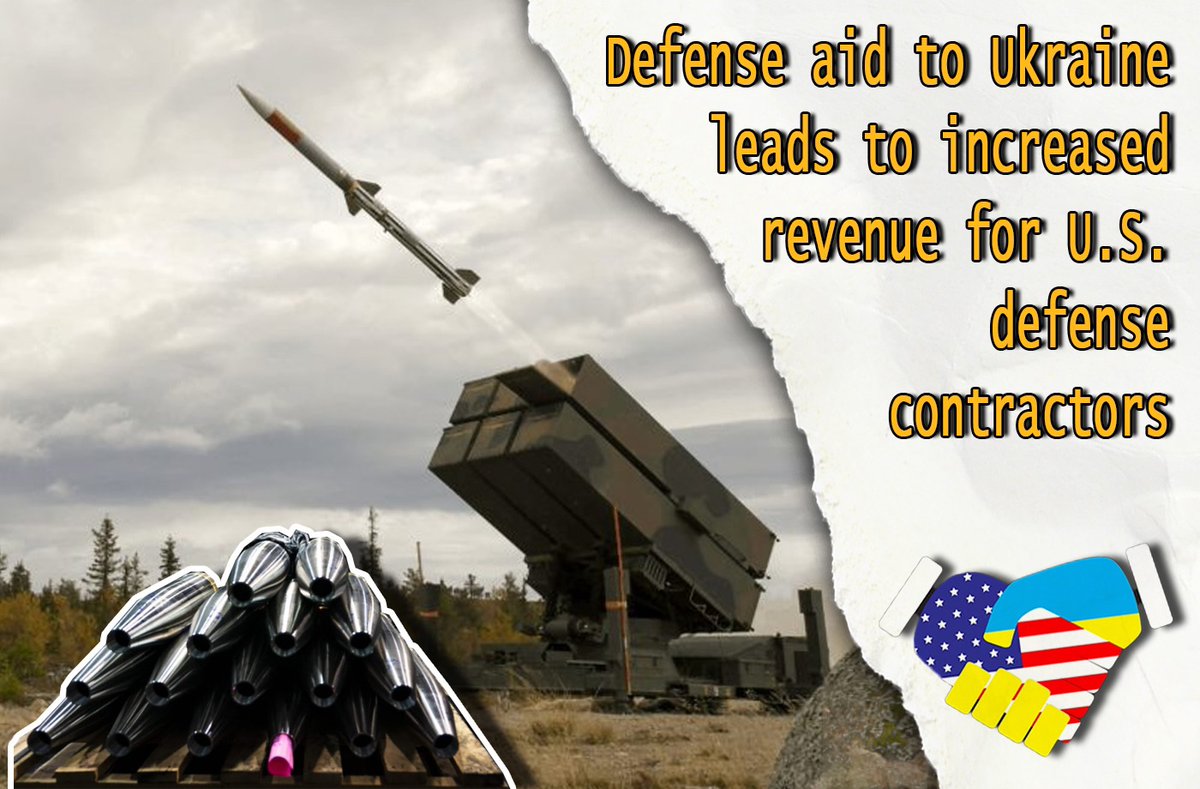 MBodlaire's tweet photo. Military assistance to #Ukraine from #Western countries has led to an increase in the revenue of defense contractors.
This is due to the fact that the governments of the United States and #Europe replenish their weapons after its transfer to #Kyiv to protect against #Russia https://t.co/aNzONIwlhB