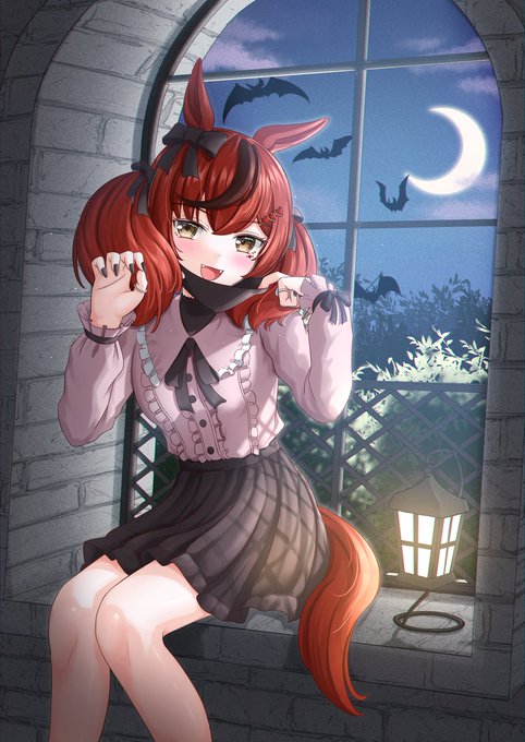 「まだ絶対いけるよ」 ハロウィンなのでネイチャさんにヴァンパイア衣装を… #ウマ娘 #ナイスネイチャ