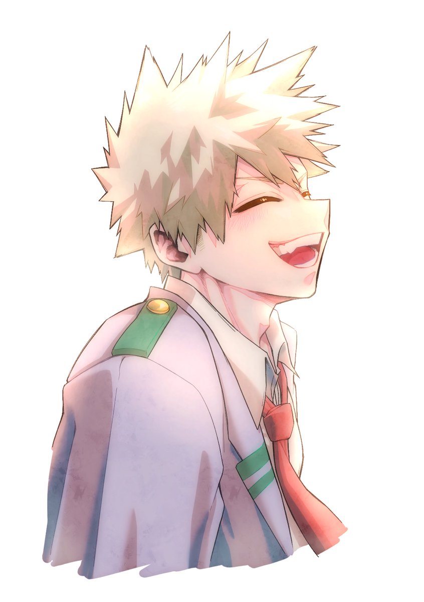 bakugou katsuki u.a. school uniform male focus 1boy blonde hair necktie closed eyes open mouth  illustration images