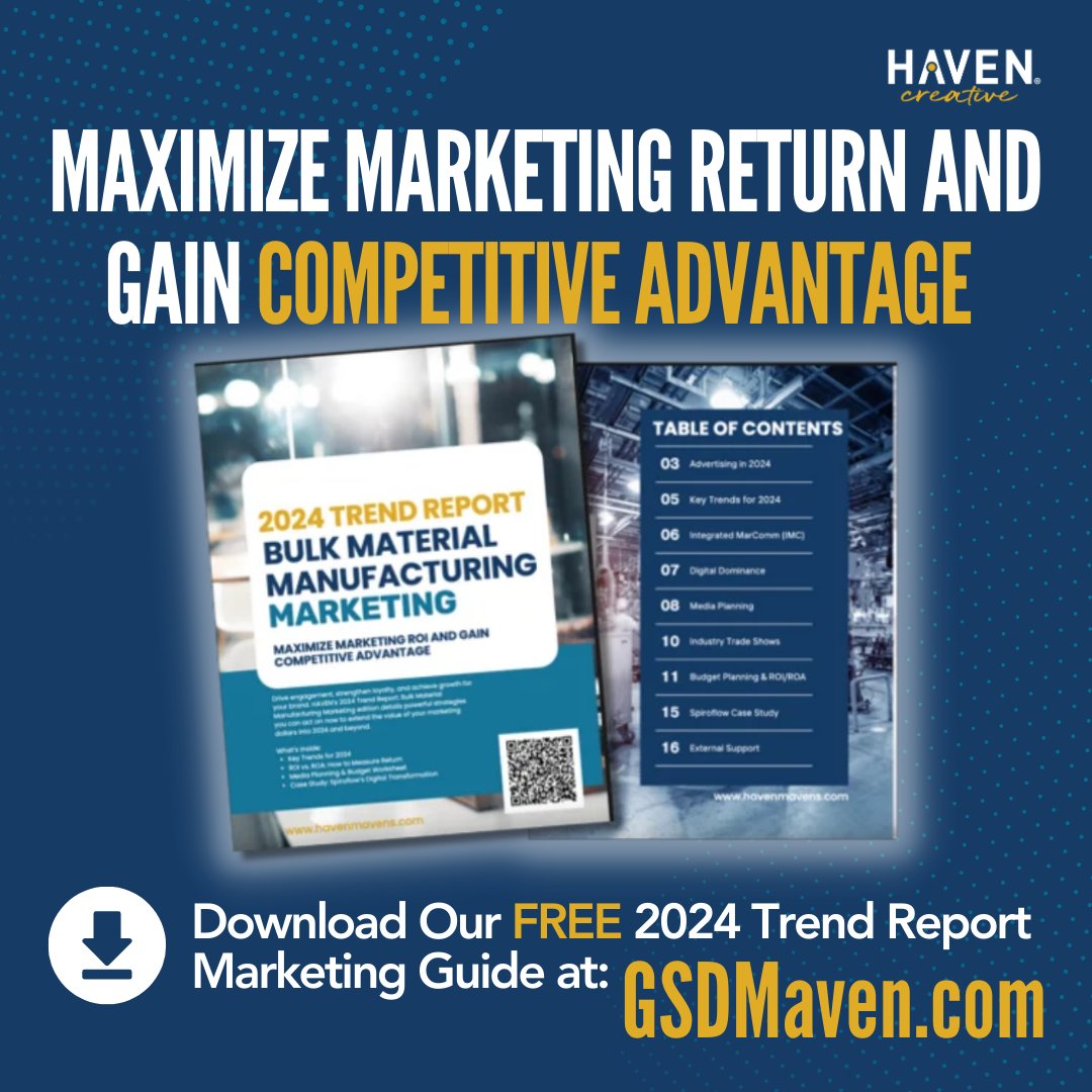 HavenCreative1's tweet photo. Extend the value of your marketing dollars well into 2024 with powerful strategies straight from our FREE Marketing Trend Report &amp; Guide: https://t.co/8Sjjy1x7Ce

#MediaBudget #BudgetPlanning #MarketingTrends #BulkHandling #BulkManufacturing #BulkMaterials https://t.co/IVwFnmy6dP