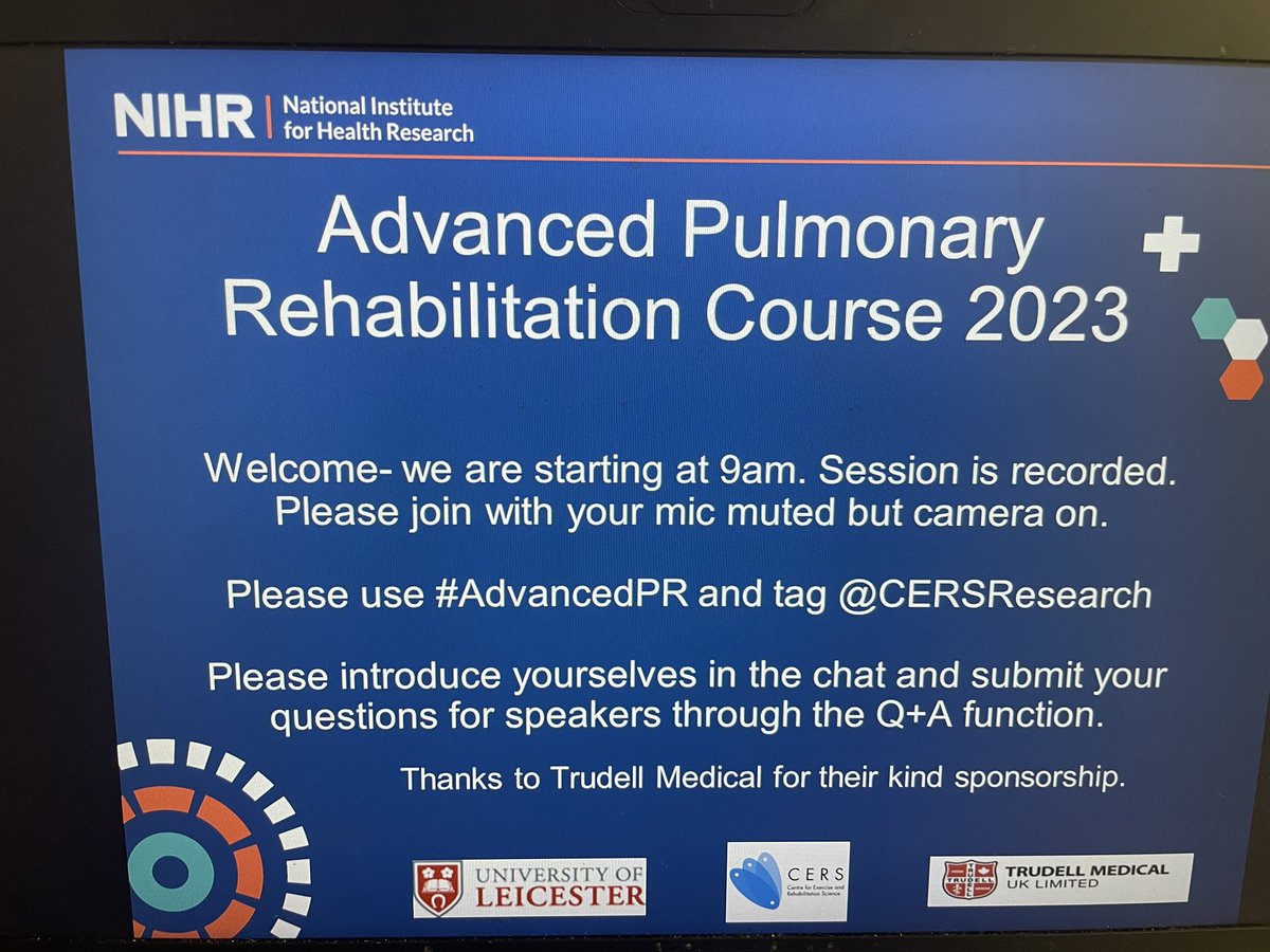 CersResearch's tweet photo. Great morning so far on our popular @CersResearch #AdvancedPR course with 1. Intro to physiology of exercise limitation @lorna_latimer 2. Exercise testing @666Dunst 3. Education in PR @DrNRoberts Thanks to our external speakers for joining us @UniofNottingham @EdinburghNapier https://t.co/tA6OObE4iw