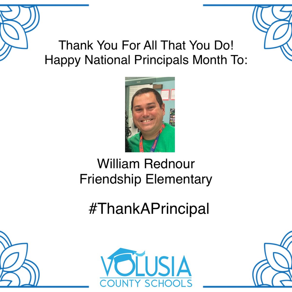 Happy #NationalPrincipalsMonth to Principal Rednour at Friendship Elementary School (@friendshipvcs).  #ThankAPrincipal #AchievingExcellenceTogether