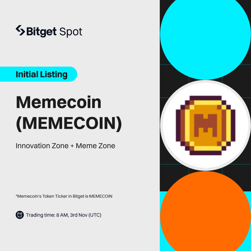 bitget's tweet photo. 💥 Initial Listing @memecoin

#Bitget will list $MEMECOIN/USDT on Nov 3rd. Deposit now! $15,000 in $MEMECOIN to be won!

🎁 A total $100 #giveaway for 10 members! Just follow, RT &amp; tag 3 friends.

Listing info: https://t.co/bl9sbLB57Z
Campaign info: https://t.co/4Skm6JSWBY