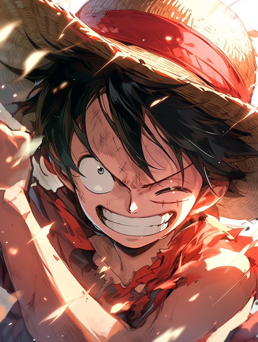 monkey d. luffy 1boy male focus straw hat hat one eye closed solo smile  illustration images