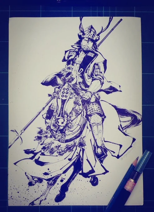 #みんなの騎乗してるとこみたい 大河ドラマ「真田丸」で ←最後に描いた真田幸村、最初に描いた真田幸村→