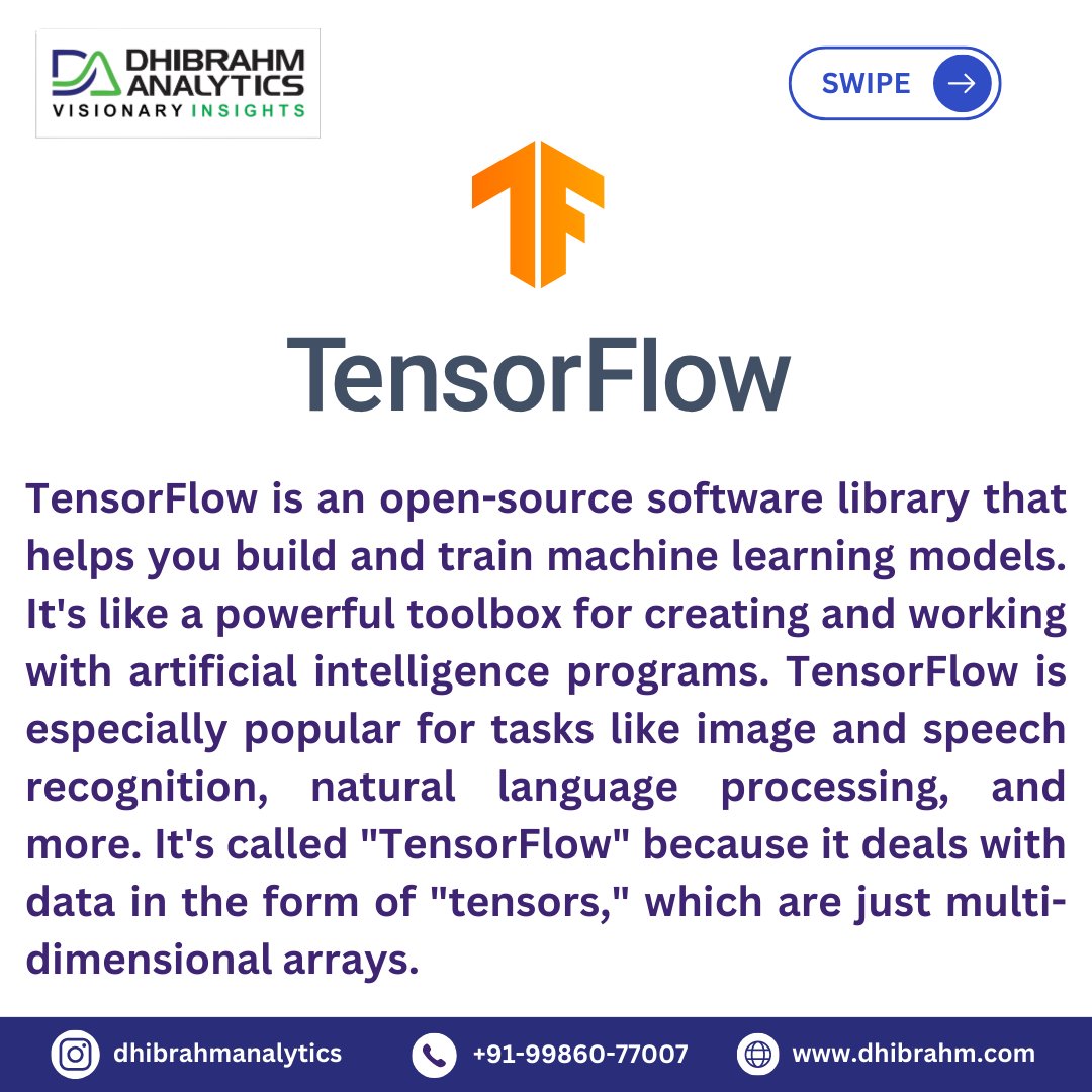 dhibrahm's tweet photo. What Is TensorFlow?

#datascience #datasciencejobs #datasciencetraining #datascienceeducation #datasciencecourse #python #deeplearning #machinelearningprojects #datascienceprojects #TensorFlow #dhibrahmanalytics https://t.co/orrrWLOb89