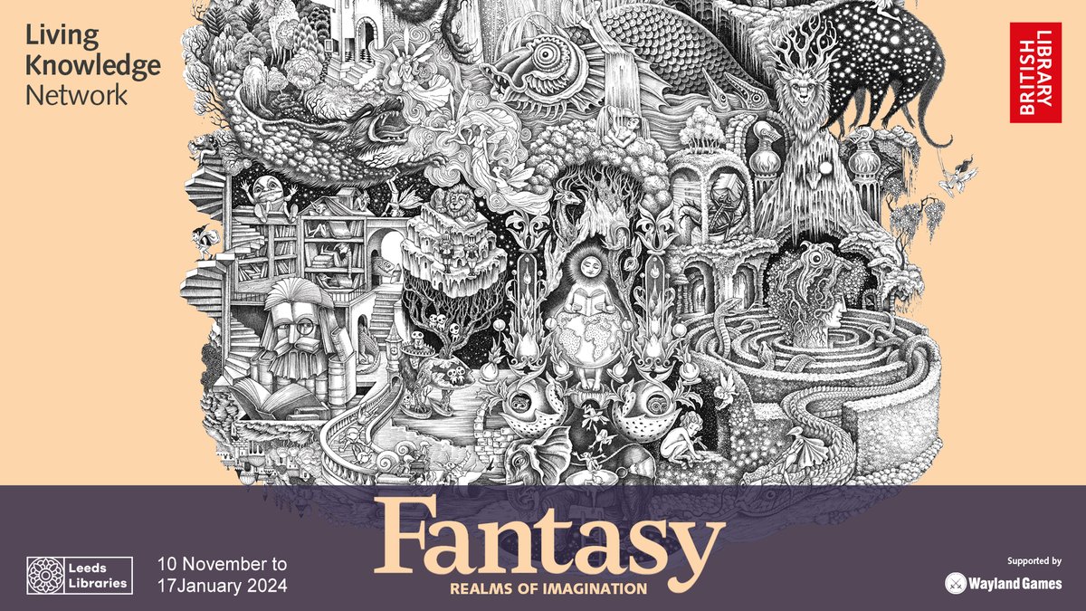 We’re really excited to officially launch our Fantasy: Realms of Imagination exhibition &amp; events next week, 9 Nov. It’s at Central Library until 17 Jan and continues in three community libraries until 24 Feb. 
We have so much going on! Discover more here: leeds.gov.uk/fantasy