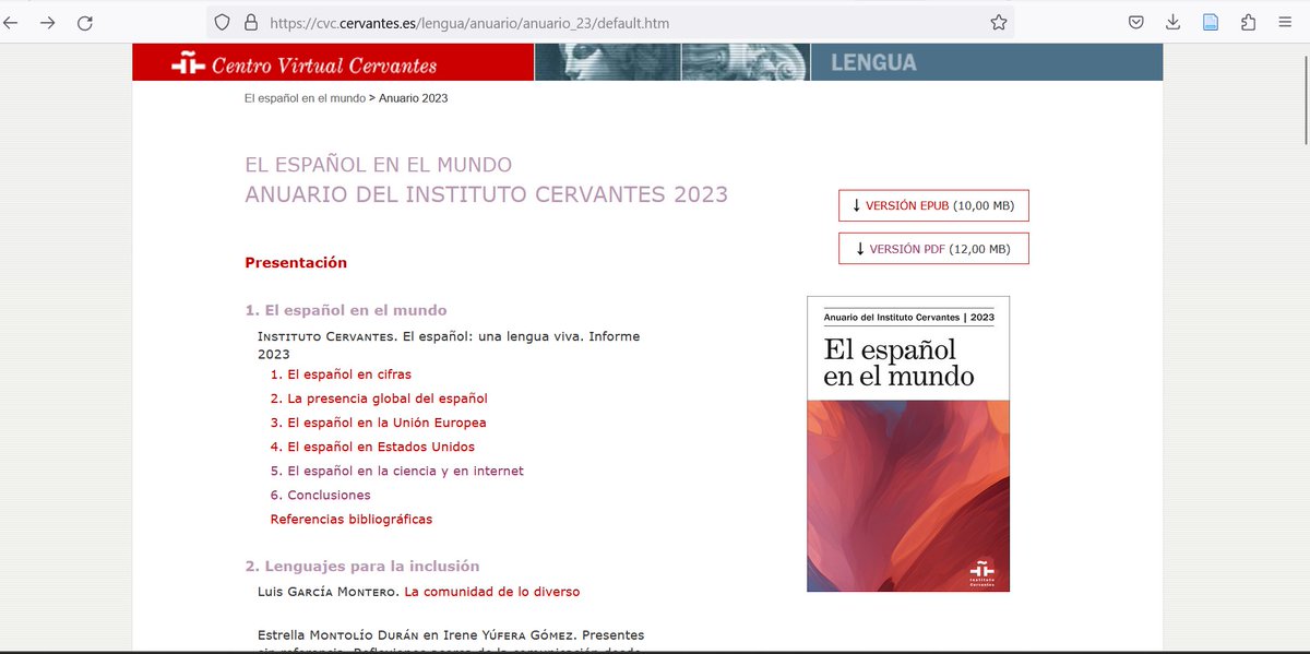 ESCiencia_CSIC's tweet photo. «El español en el mundo. #Anuario del Instituto Cervantes 2023», del @InstCervantes está disponible en acceso abierto en👇👇
https://t.co/AkKQku4dVs https://t.co/qFmi8fx0h6