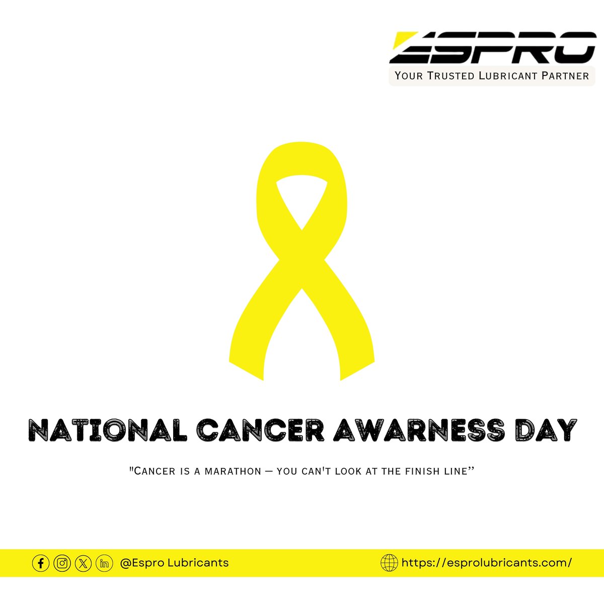 EsproLubricants's tweet image. "Cancer is a marathon – you can't look at the finish line”.
#cancer #fighter #brave #strength #espro #esprolubricants #lubricants #oils #industry