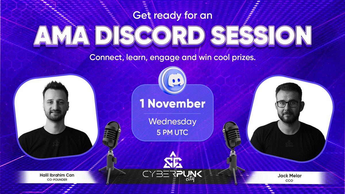 CyberpunkCity's tweet photo. 🔥 Get ready for an epic #AMA EVENT in Cyberpunk City's Discord and have a shot at winning a prize! 🎉

10 #EGLD:
5 winners through likes and RPs on X.
5 for the best questions on Discord.

Nov 1st, 5 PM UTC! 🗓

Join us &amp; drop your questions in the chat.
https://t.co/AXbhdJrZBE https://t.co/ntOPW4ZyxZ
