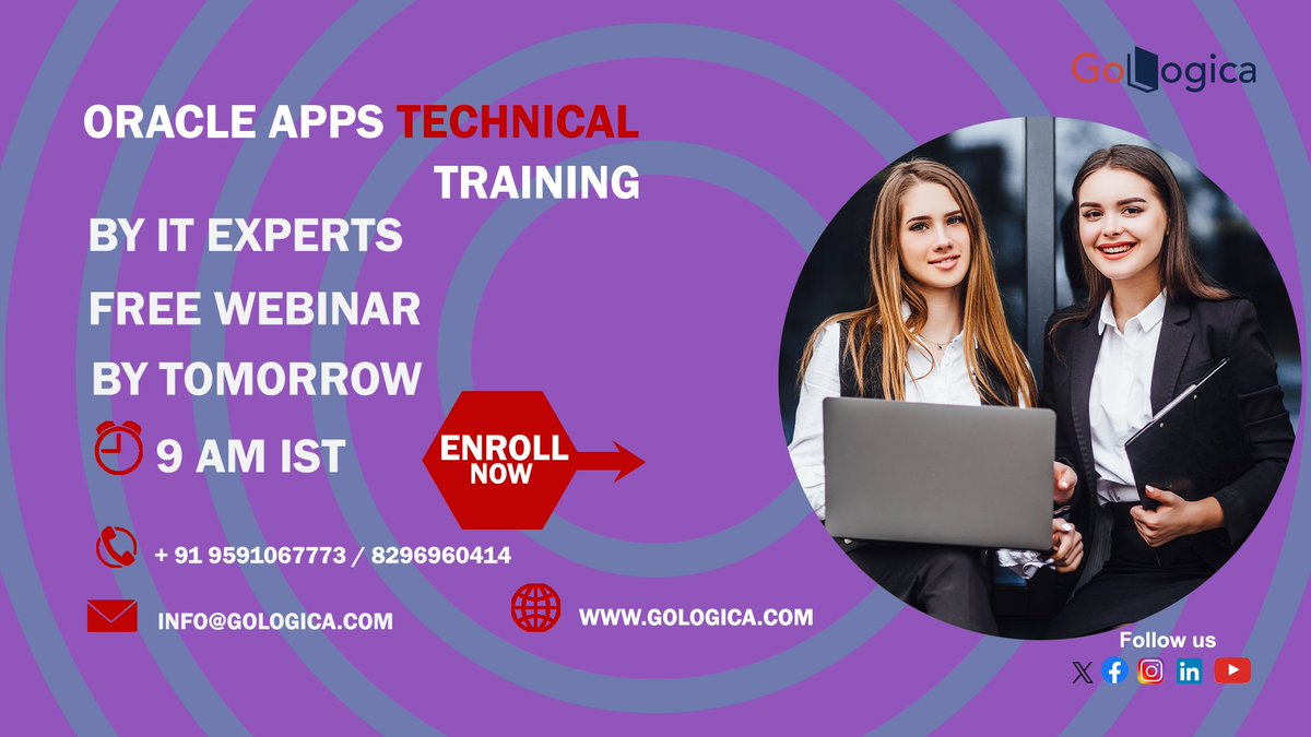puman54499877's tweet image. How Is Success Possible for You? Attend A Free Technical Oracle Apps Demo Session With Us.
#gologica #oracleapps #oracleapptechnical #oracle #oracleframework #OracleExadata #SailPoint #oracle #Mulesoft #mulesofttraining #FreeDemo #Free #fressdemosession #FreeDemoClasses