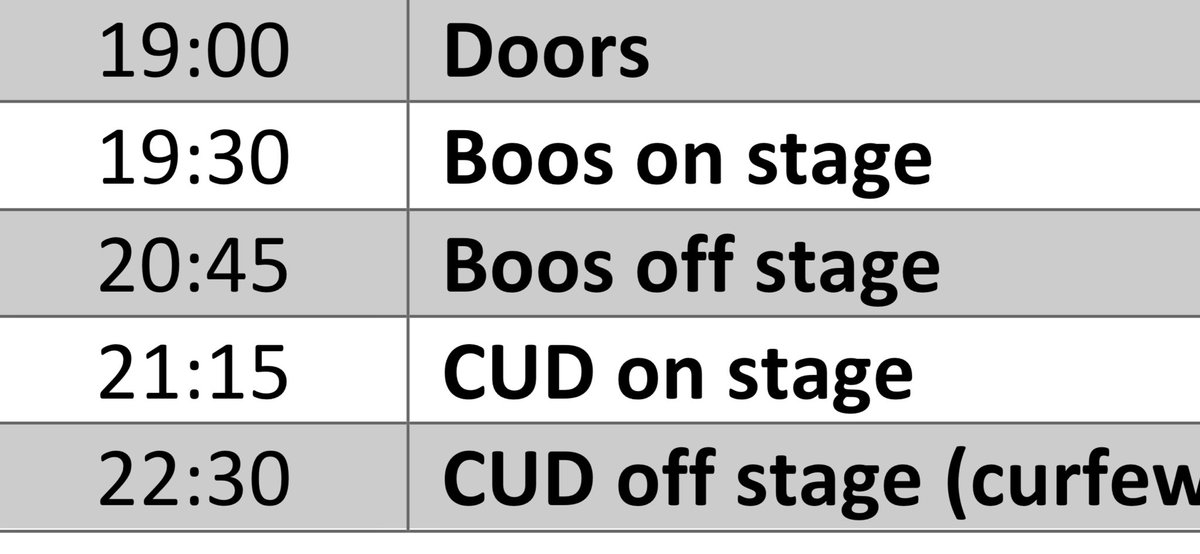 Stage times for Sheffield tonight. See you there! @theboo_radleys