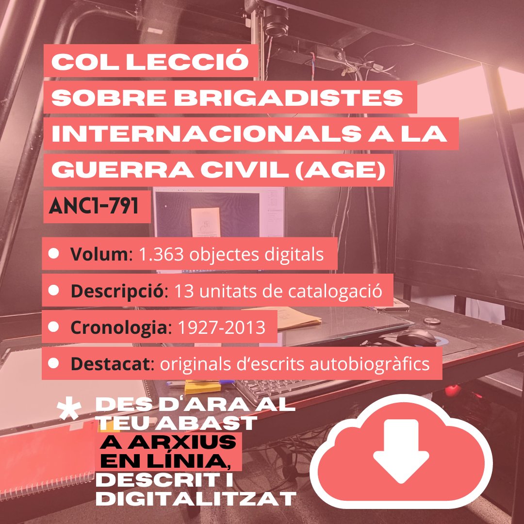 #NouFonsDigitalitzat ⬇️ | Ja hem descrit i digitalitzat la Col·lecció sobre brigadistes internacionals a la Guerra Civil espanyola (AGE) | 𝗔𝗡𝗖𝟭-𝟳𝟵𝟭

📊 Aquestes són les dades bàsiques del fons 📂

🔍 Descobreix-lo a 𝗔𝗿𝘅𝗶𝘂𝘀 𝗲𝗻 𝗟𝗶́𝗻𝗶𝗮 👉 ja.cat/npW7R