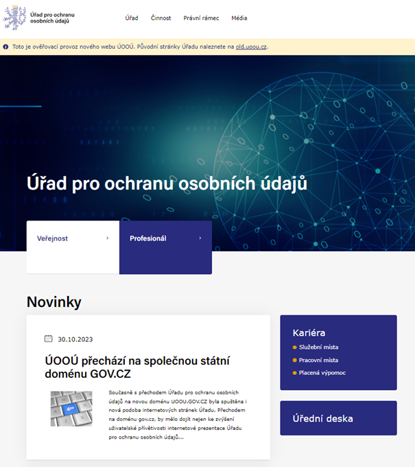 UOOUCR's tweet photo. @UOOUCR s přechodem na státní internetovou doménu https://t.co/mHpzSVUf1m spustil i novou podobu svých internetových stránek.  Více na https://t.co/ipm4iUihV7 https://t.co/ebMJUdmnw9