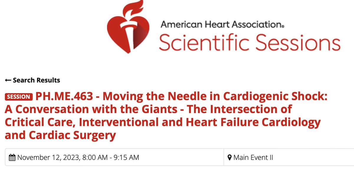 Save the date for a MAIN event @AHAScience hosted by Critical Care Cardiology, w moderators @susannaprice #DavidMorrow @AmitGoyalMD W/speakers #judithhochman @venumenon10 #JoannLindenfield @thiele_holger @DrRobRoswell Sun 11/12 8 am. Show up early for a seat! #ACCCriticalCare