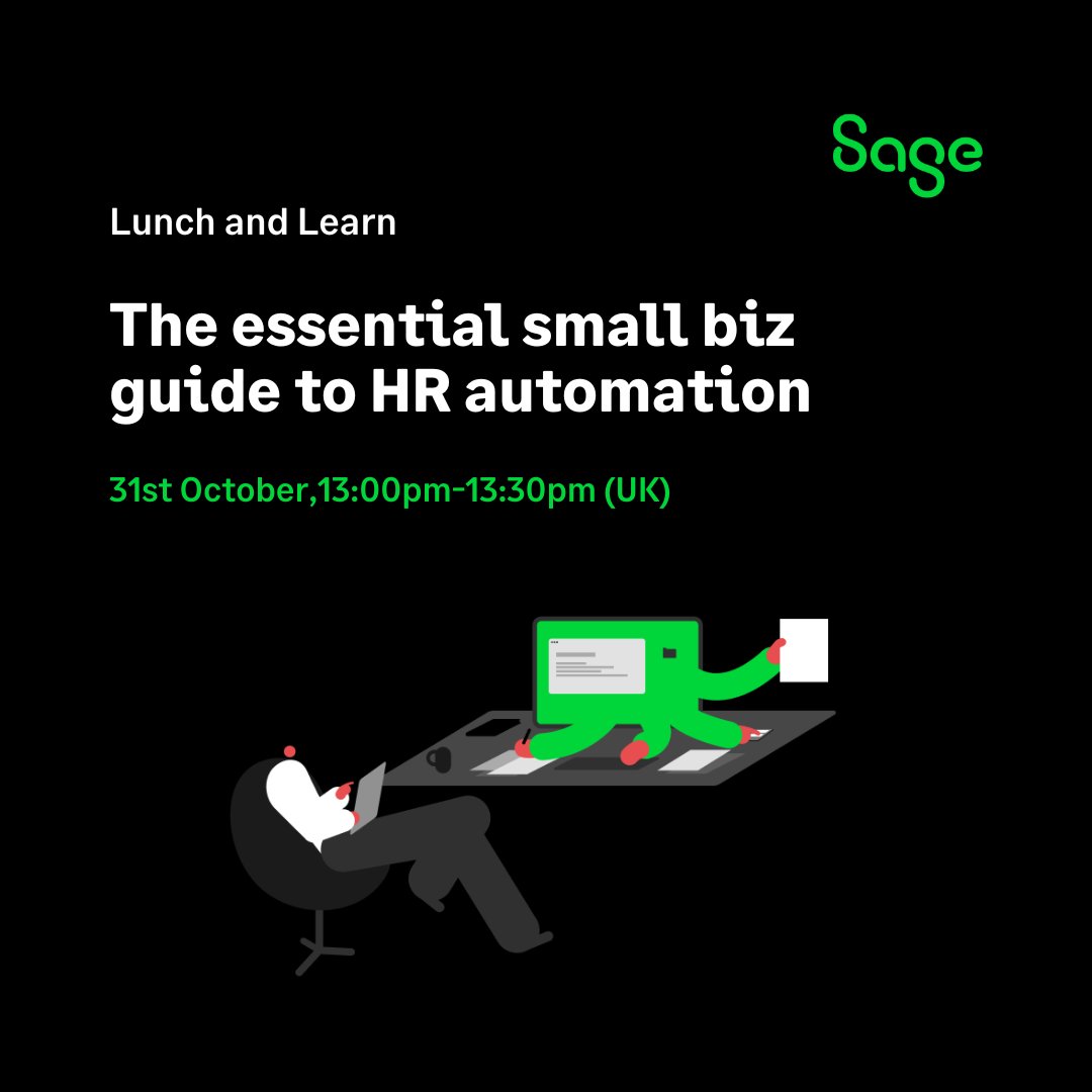 sageuk's tweet photo. ⏰ One day left to register!

Join our Lunch &amp; Learn session to learn the 4 ways small business owners can automate #HR processes and get valuable hours back.

Take control of your time with #SageHR. Secure your spot now!  https://t.co/PXGZnhVBaD https://t.co/9Mm8jqIuUF