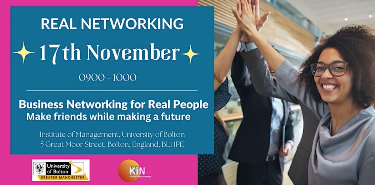 Make connections in Bolton and come join the friendliest business network, grab a drink and meet like-minded people.

 Get ready to be amazed and to discover the power of growing your network the right way!  

Sing up for free now: ow.ly/r4qL50Q237H

#BoltonBusinessNetwork