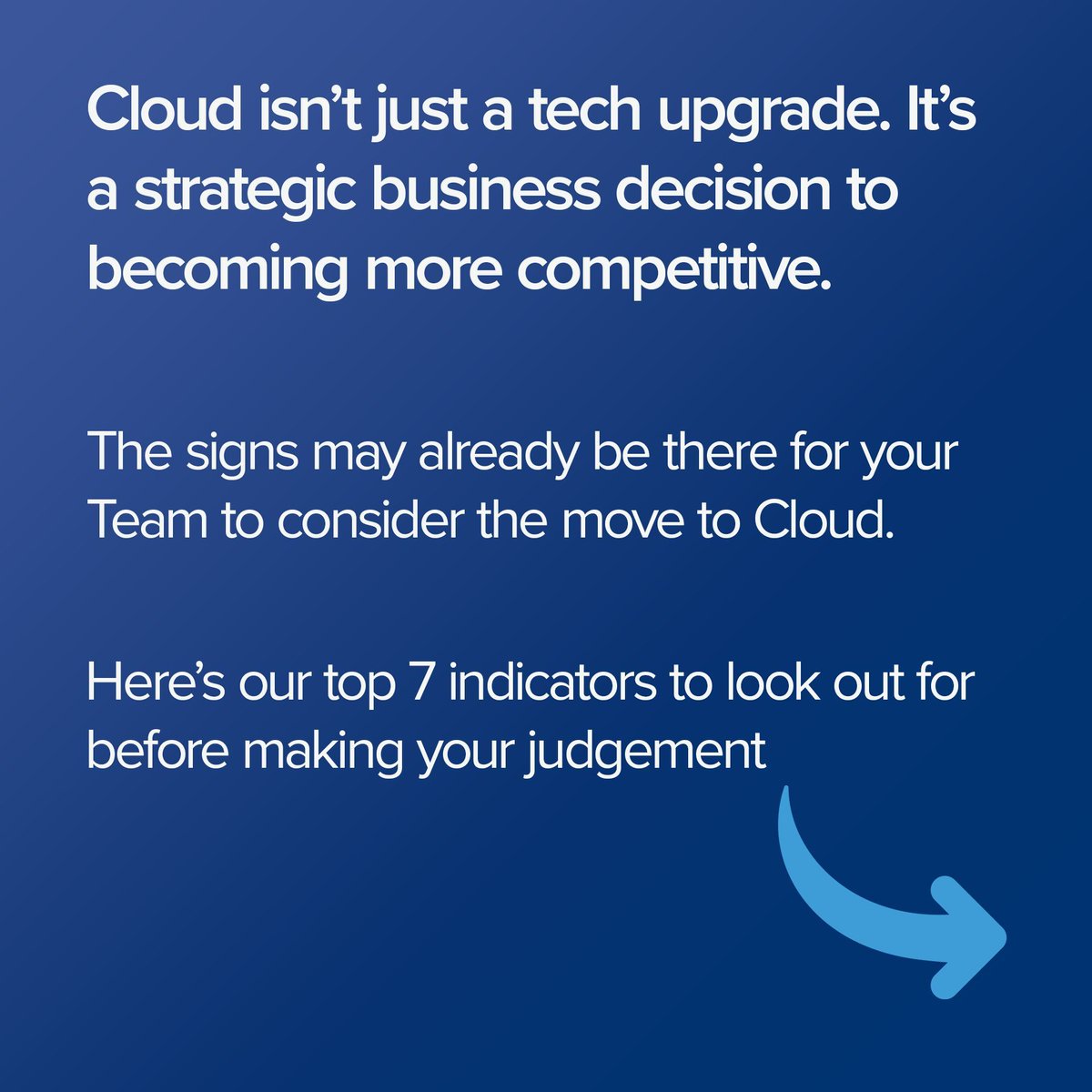CONXTDTech's tweet image. Cloud isn&apos;t just a technological upgrade; it&apos;s a strategic move that can greatly impact your organisation&apos;s efficiency and competitiveness💡Swipe right to view our top 7 signs that your business should start thinking about moving to the Cloud 👉  buff.ly/474BRyh