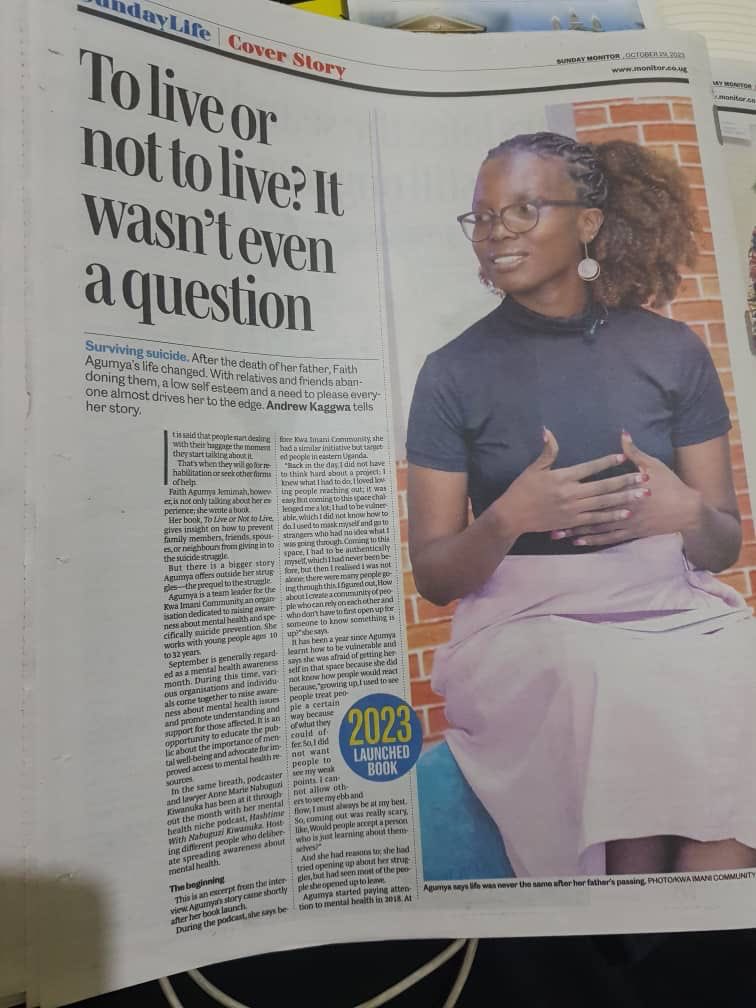 faithagumya's tweet photo. All I can say is everything has been and is worthwhile, through your vulnerability you do not know how many people you could be helping.
Thank you @DailyMonitor @nsimbi_angela @OdokiJ
#Sundaymonitor
#MentalHealthAwareness
#EndSuicideUg https://t.co/YnnuNzia0o