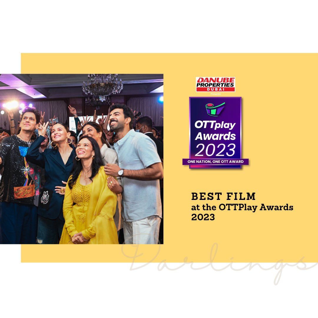 EternalSunProd's tweet photo. Thrilled and how as our #Darlings win the Best Film at the OTTPlay Awards 2023♥🫶🏻☀

@aliaa08 @ShefaliShah_ @MrVijayVarma @roshanmathew22 @djasmeet @gaurikhan @_GauravVerma #ParveezShaikh @RedChilliesEnt @EternalSunProd https://t.co/Dh5PKYaKoT