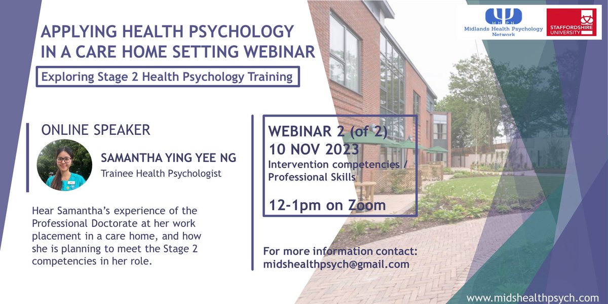 We held the first of our Stage 2 webinars on Friday, which attendees found hugely valuable and useful!

Join us for webinar 2 on 10 Nov 12pm, where Samantha  will be presenting on the interventions and professional skills competencies!

Email midshealthpsych@gmail.com to attend!