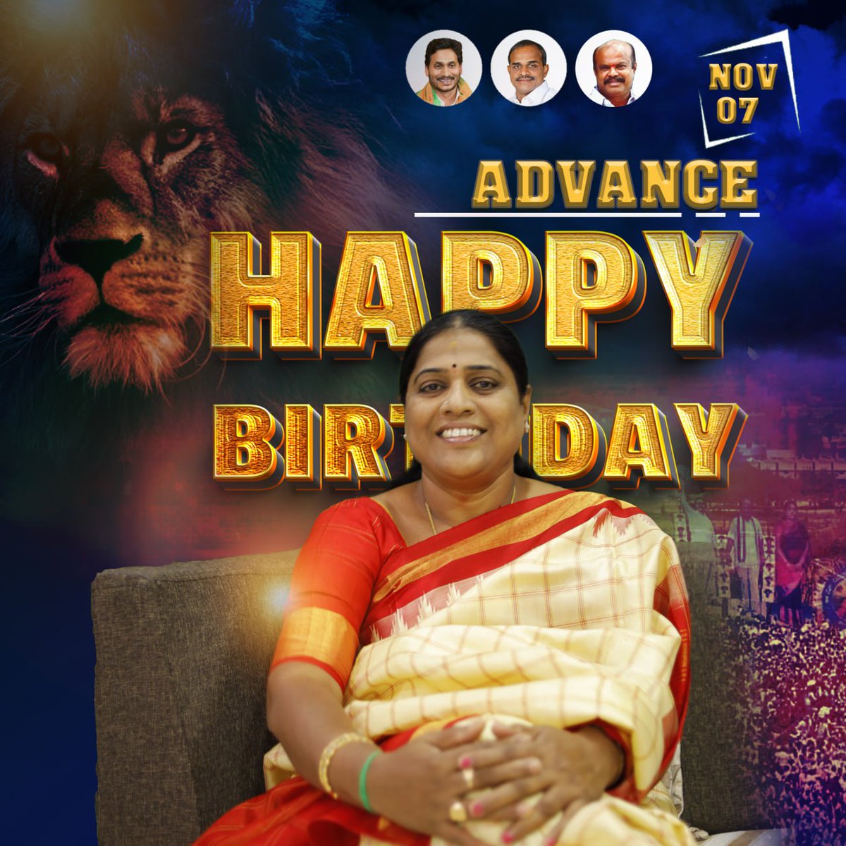 SreedeviKangati's tweet photo. ADVANCE HAPPY BIRTHDAY AKKA
#hbdsreedeviakka #Pattikonda #MLA #NOV07 #cherukulapadusreedevireddy #YSJagan https://t.co/ybt4ztpHp0