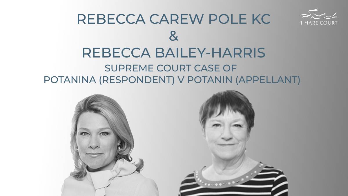1 Hare Court (@oneharecourt) on Twitter photo This week takes us to the <a href="/UKSupremeCourt/">UK Supreme Court</a> for the eagerly awaited hearing in the case of Potanina v Potanin where Rebecca Carew Pole KC & Rebecca Bailey-Harris will be appearing for the appellant.
More information can be found via the below link:
supremecourt.uk/cases/uksc-202… This week takes us to the <a href="/UKSupremeCourt/">UK Supreme Court</a> for the eagerly awaited hearing in the case of Potanina v Potanin where Rebecca Carew Pole KC & Rebecca Bailey-Harris will be appearing for the appellant.
More information can be found via the below link:
supremecourt.uk/cases/uksc-202…