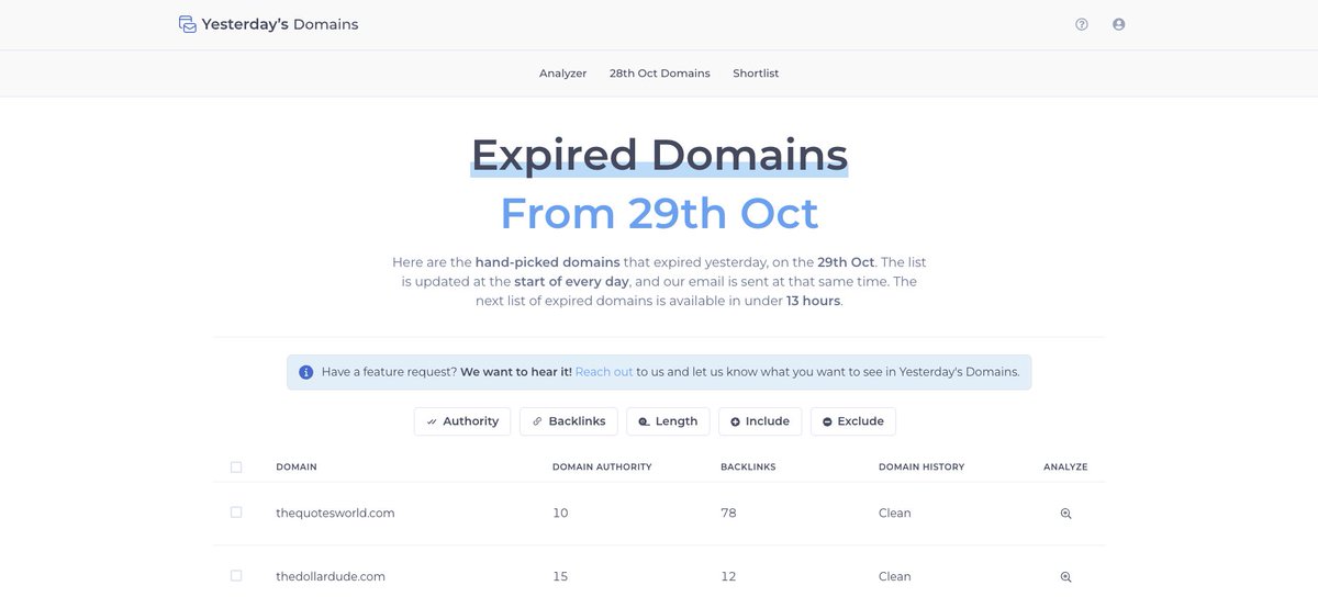 Yesterday's Domains tweet media