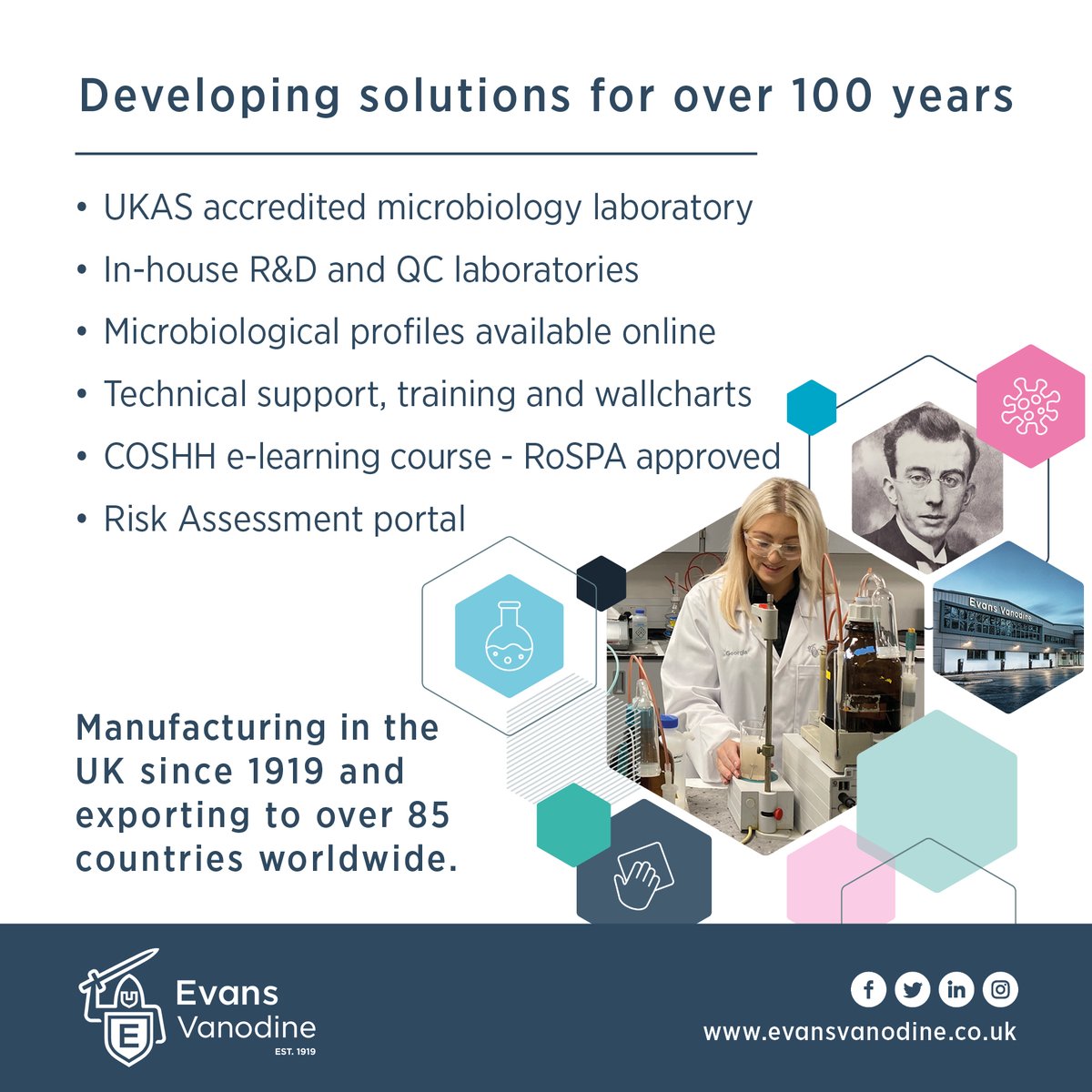 We've been developing solutions & manufacturing in the UK for over 100 years. With 3 in-house laboratories & a team of experts offering training & technical support, we are proud to serve our industries.
#CleaningandHygiene #UKMfg #ProfessionalHygiene #LivestockProtection
