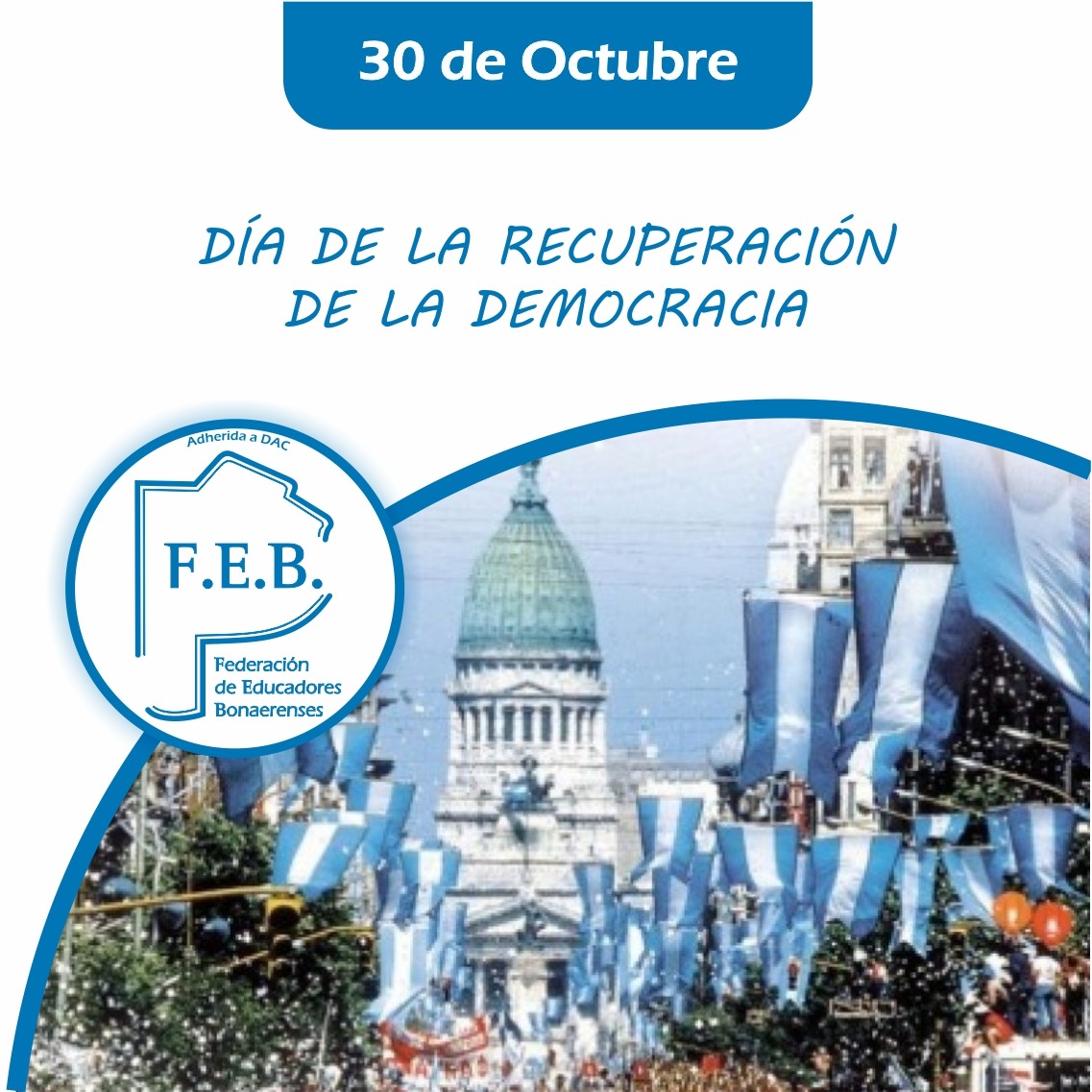 LaFEB's tweet photo. 🗓️ #30deOctubre

En el Día de la Recuperación de la #Democracia, queremos destacar su importancia para el ejercicio de las libertades individuales, la tolerancia política y la vigencia de los derechos humanos.
#40Años https://t.co/7Fx228kfZ6
