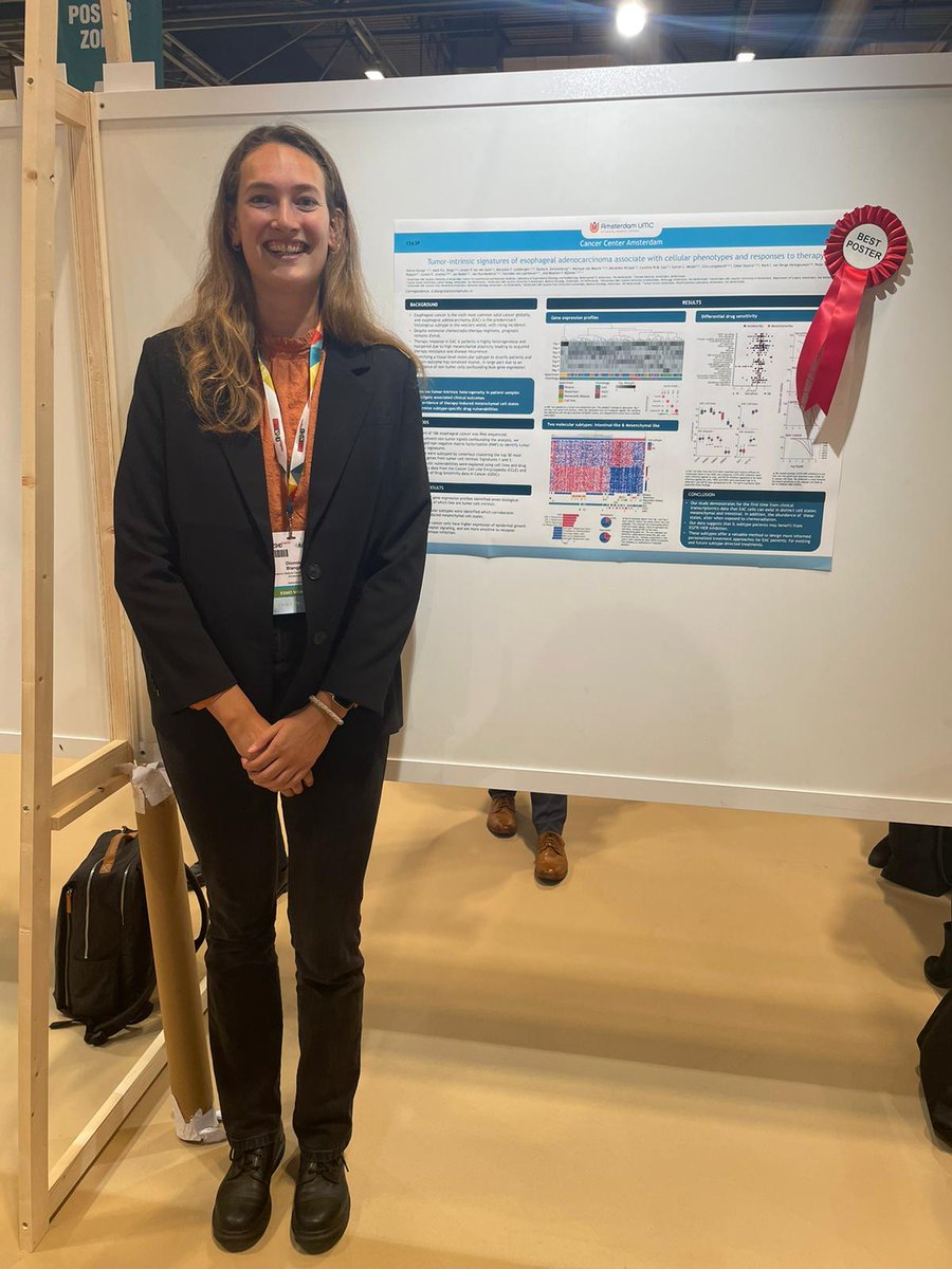 Last week on the #ESMO2023, our colleague presented the best poster entitled: 

Tumor-intirinsic signatures of esophageal adenocarcinoma associate with cellular phenotypes and responses to therapy