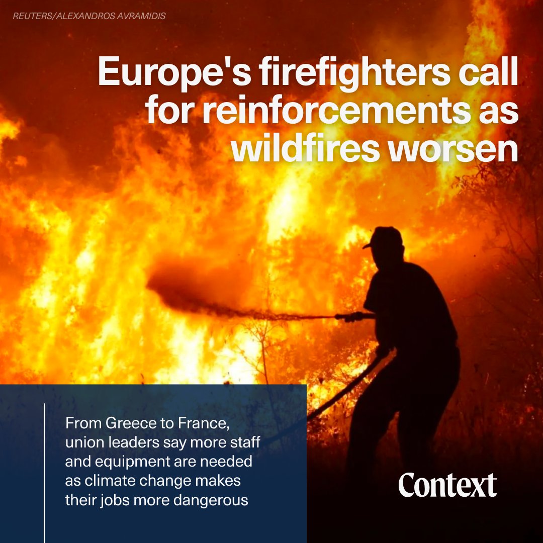 🧑‍🚒 As Europe's firefighters get back to normal duties after another devastating wildfire season, union leaders say investment in extra staff and equipment is urgently needed in hard-hit Mediterranean countries. Full story: context.news/just-transitio…