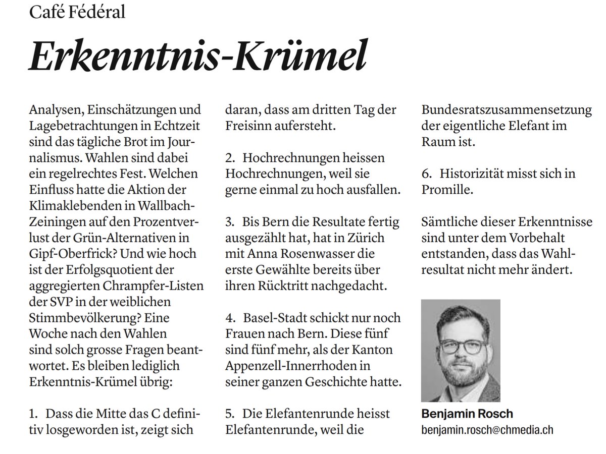 Die Essenz der Wahlen: mal eine wirklich witzige Kolumne <a href="/chmediaag/">CH Media</a>