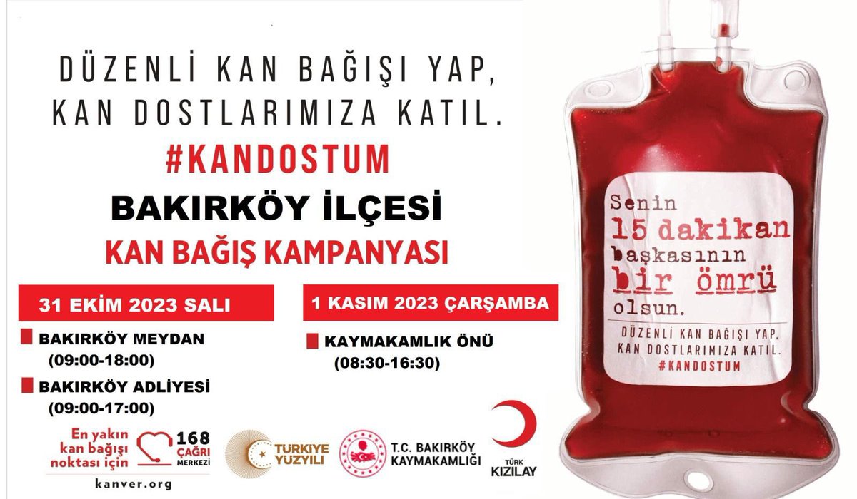 🔴| "Kan Bağışı Hayat Kurtarır.”
Kaymakamlığımız uhdesinde “Kızılay Kan Bağışı Kampanyası” düzenlenecektir. 

#sensizolmaz diyerek tüm halkımızı #kanbağışı kampanyamıza bekliyoruz.