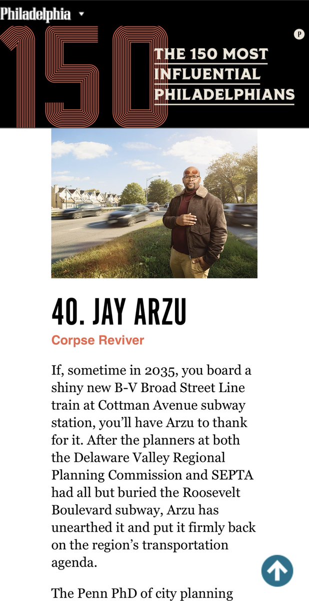 Meredith Wooten, PhD (@_meredithwooten) on Twitter photo A huge and well deserved CONGRATS to Jay Arzu on being named one of the most influential Philadelphians by <a href="/phillymag/">Philly Mag</a> for his work reviving and advancing the <a href="/BlvdSubway/">Roosevelt Blvd Subway</a> πππ A huge and well deserved CONGRATS to Jay Arzu on being named one of the most influential Philadelphians by <a href="/phillymag/">Philly Mag</a> for his work reviving and advancing the <a href="/BlvdSubway/">Roosevelt Blvd Subway</a> πππ