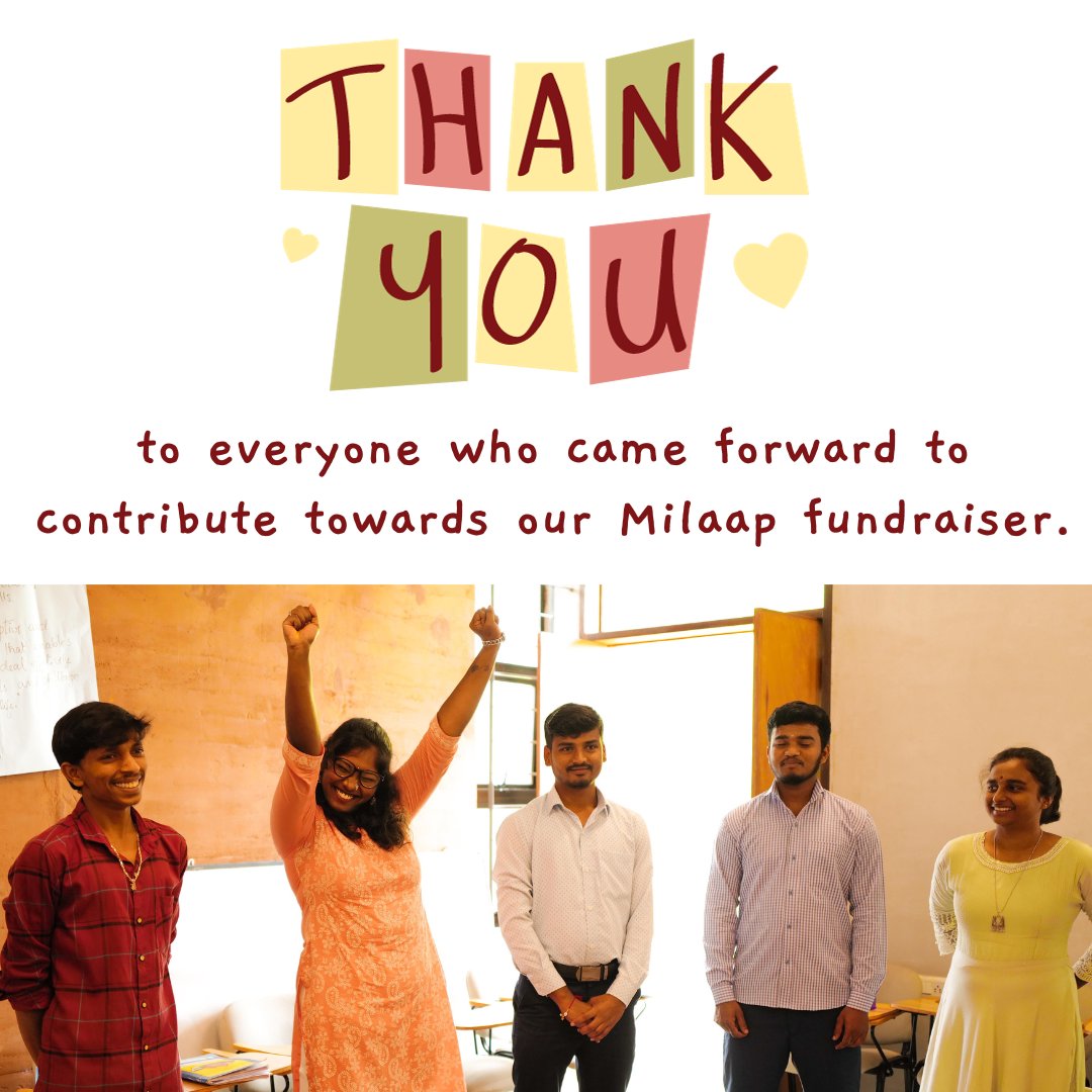 OfficialSamvada's tweet photo. A big thank you from the #Samvada team to all of you who contributed towards our @milaapdotorg #fundraiser by donating and spreading the word amongst your friends &amp; family, especially during the marathon!

#Bangalore #NGO #NonProfit #Education #Youth #YouthWork #Gratitude https://t.co/xdvo7aI2pl