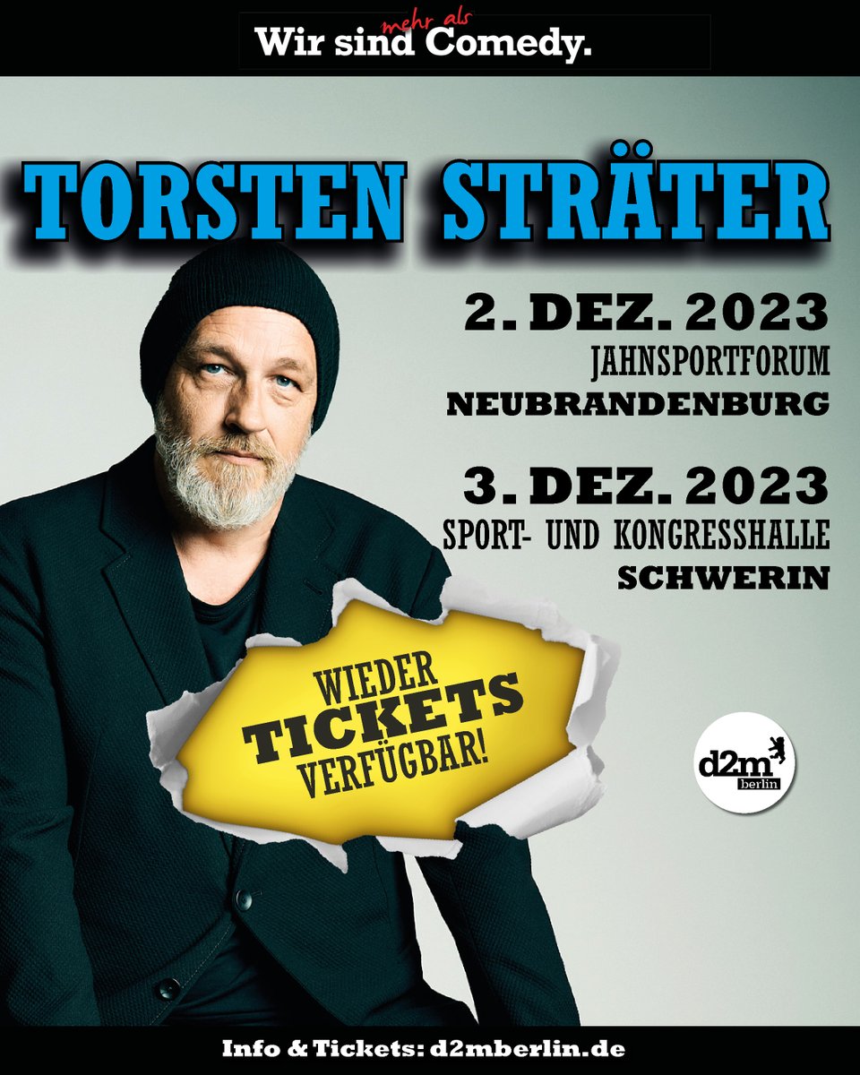 +++ WIEDER TICKETS ERHÄLTLICH +++
Wir konnten für Torstens eigentlich bereits ausverkauften Shows im Jahnsportforum und der Sport- und Kongresshalle Schwerin wieder ein paar Plätze freigeben. Schnell zuschlagen, Freunde des Lichts: d2mberlin.de/veranstaltung/…