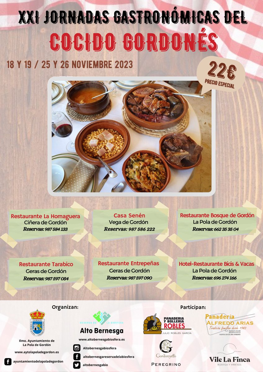 📣🚨El COCIDO GORDONÉS🚨📣
👑El Rey de la montaña 🏔️ 
📆 Los fines de semana del 18/19 y 25/26 de noviembre celebraremos las jornadas gastronómicas donde no podéis perderos al rey de la montaña: #elcocidogordonés 🍖🍽️🥄🫕