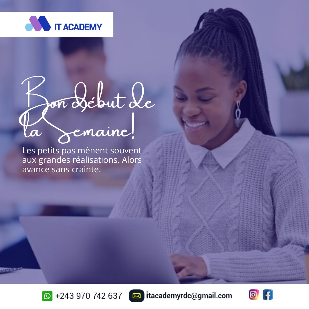 GeorgesKandolo3's tweet image. Bon début de la semaine!

#NouvelleSemaine
#Itacademy