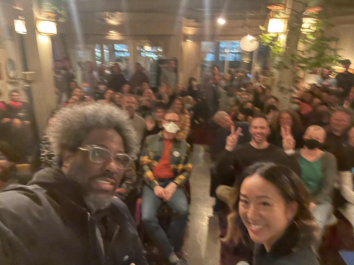 The other day I was wishing I had more pics with listeners from over the years but then I remembered <a href="/wkamaubell/">W. Kamau Bell</a> took a selfie from the live taping in Feb. I bugged him to share it with me. I love this fuzzy pic, it captures the frenzy and fun I've had with <a href="/FifthandMission/">Fifth & Mission Podcast</a>.