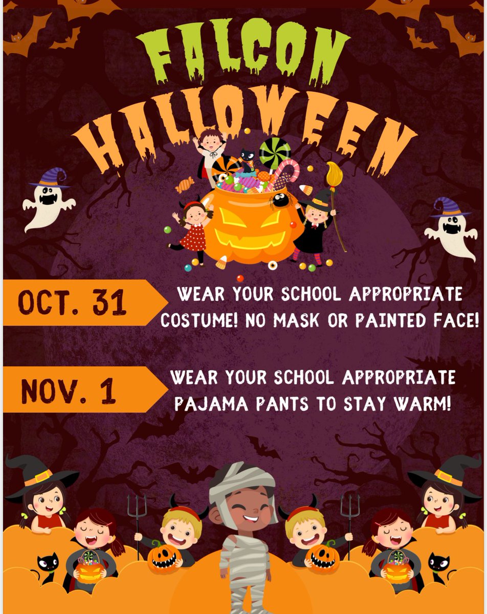 School safety is our priority!  Appropriate costumes will be allowed tomorrow. No masks or painted faces. Let’s make it a great Halloween! 🎃