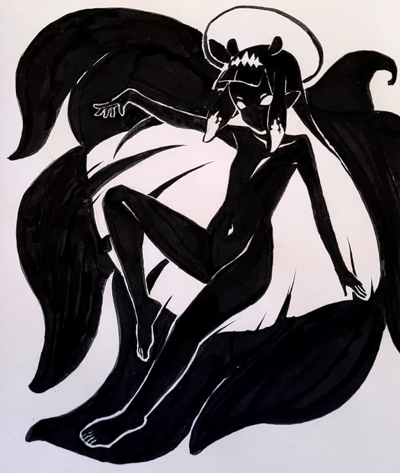 ina for holoctober  since my normal drawings are already monochrome, I made it pure black and white for the 'monochrome' theme  #inART #holoctober2023 #HOLOCTOBER