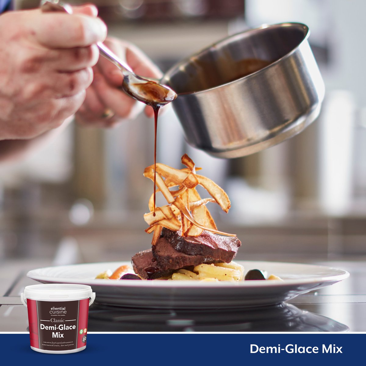 Our NEW Demi-Glace Mix! 😍 💙 Made with the finest ingredients 💙 Meets 2024 salt targets* 💙 No declarable allergens^ 💙 An excellent base for all brown sauces including; braises, stews and gravies 💙 Perfect banqueting ingredient FREE samples - lnkd.in/d5VSJZ5