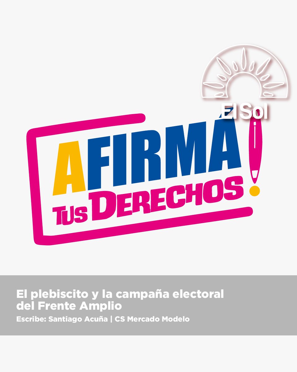 📰 El plebiscito y la campaña electoral del Frente Amplio.

Santiago Acuña nos propone una serie de motivos de por qué el plebiscito sobre seguridad social no entorpece la campaña electoral.

Escribe: <a href="/santi_acunab/">Santiago Acuña</a>.

ps.org.uy/el-plebiscito-…