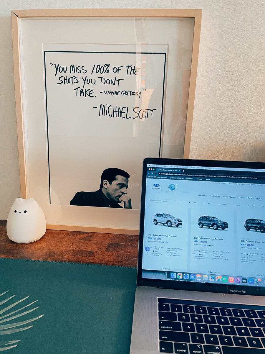 “You miss 100% of the shots you don’t take.– Wayne Gretsky”– Michael Scott 😎

#MondayMotivation #TheOffice #MichaelScott  #Subaru #Monday #SubaruForester #Forester  #NewForester #SubaruSUV #SubaruFamily